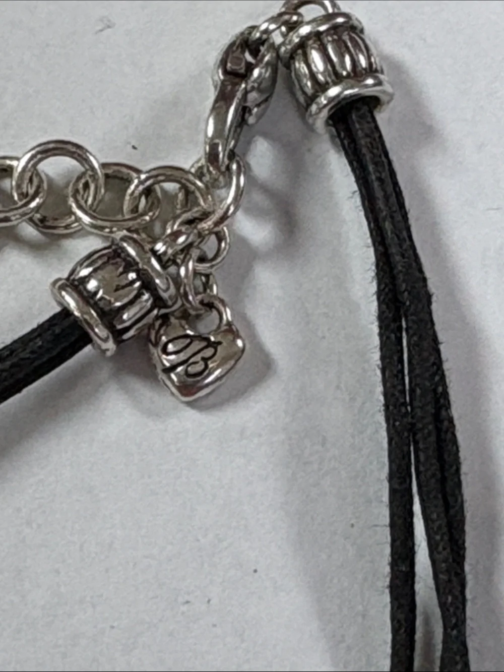 Brighton Silver Heart Pendant Necklace Trio with Black Cords/ dustbag